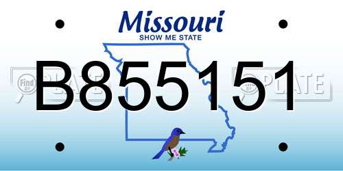 B855151 Missouri License Plate