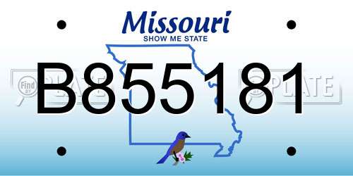 B855181 Missouri License Plate