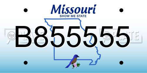 B855555 Missouri License Plate
