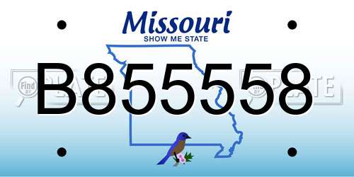 B855558 Missouri License Plate