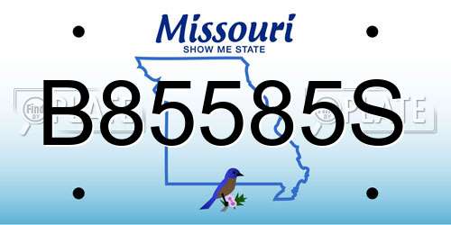 B85585S Missouri License Plate