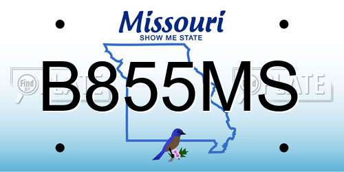 B855MS Missouri License Plate
