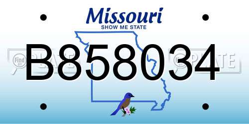 B858034 Missouri License Plate