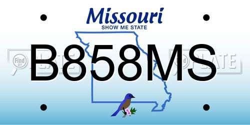 B858MS Missouri License Plate