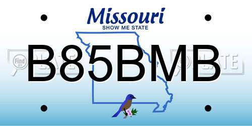 B85BMB Missouri License Plate
