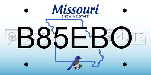 B85EBO Missouri License Plate