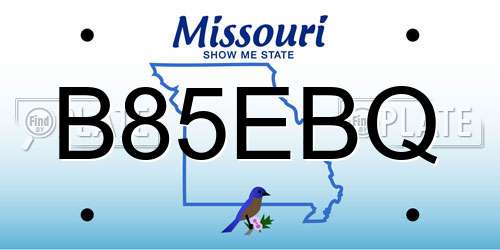 B85EBQ Missouri License Plate
