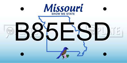 B85ESD Missouri License Plate