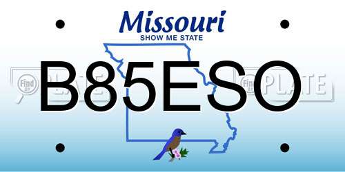 B85ESO Missouri License Plate