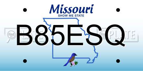 B85ESQ Missouri License Plate