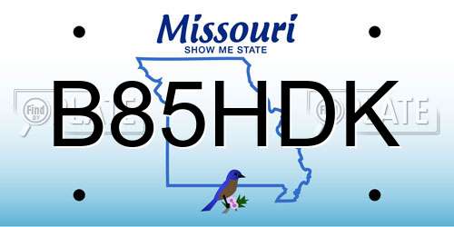 B85HDK Missouri License Plate