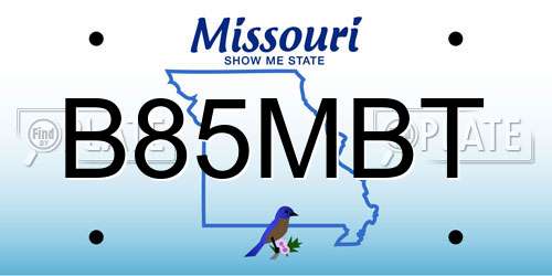 B85MBT Missouri License Plate