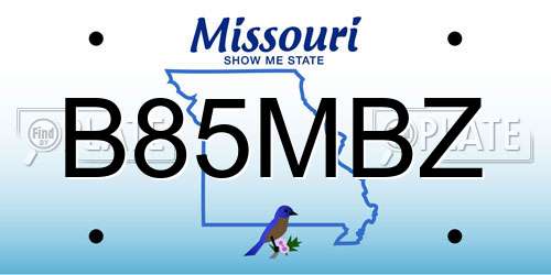 B85MBZ Missouri License Plate
