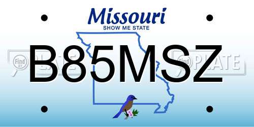 B85MSZ Missouri License Plate
