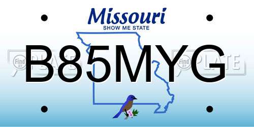 B85MYG Missouri License Plate