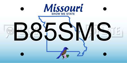 B85SMS Missouri License Plate