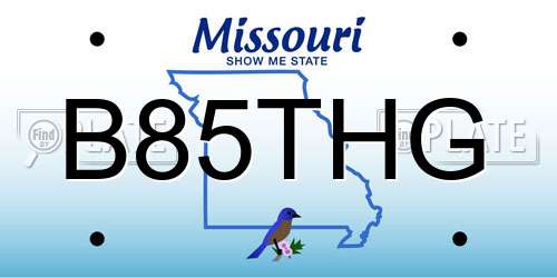 B85THG Missouri License Plate