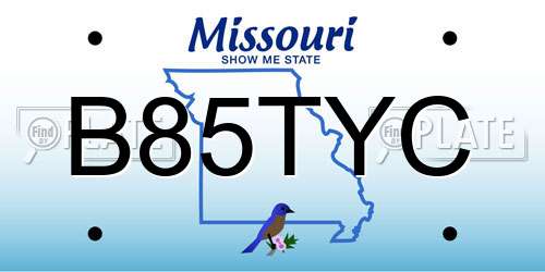 B85TYC Missouri License Plate