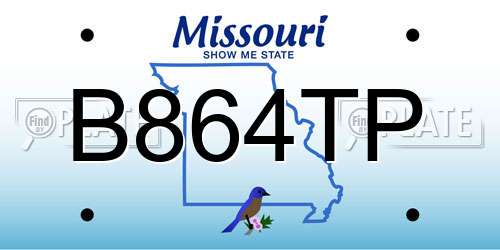 B864TP Missouri License Plate