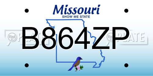 B864ZP Missouri License Plate