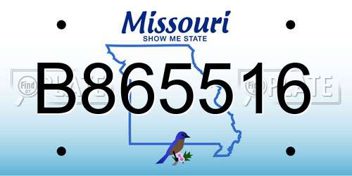 B865516 Missouri License Plate