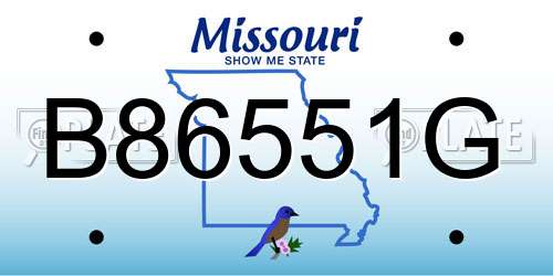 B86551G Missouri License Plate