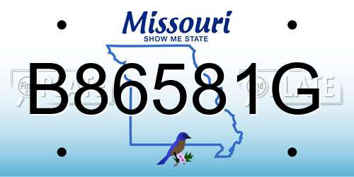 B86581G Missouri License Plate