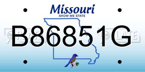 B86851G Missouri License Plate
