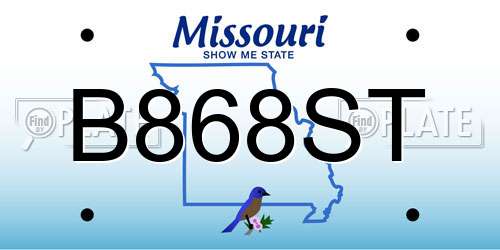 B868ST Missouri License Plate