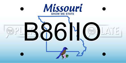 B86IIO Missouri License Plate