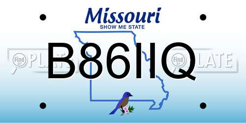 B86IIQ Missouri License Plate