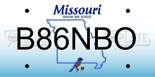 B86NBO Missouri License Plate