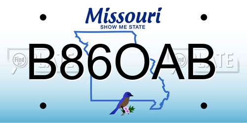 B86OAB Missouri License Plate