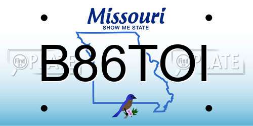 B86TOI Missouri License Plate
