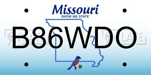 B86WDO Missouri License Plate