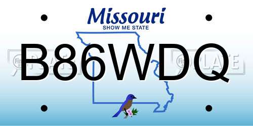 B86WDQ Missouri License Plate