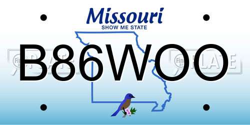 B86WOO Missouri License Plate