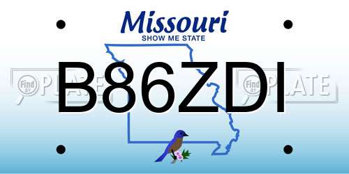 B86ZDI Missouri License Plate