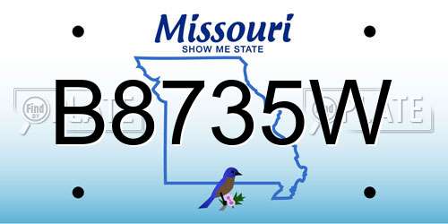 B8735W Missouri License Plate