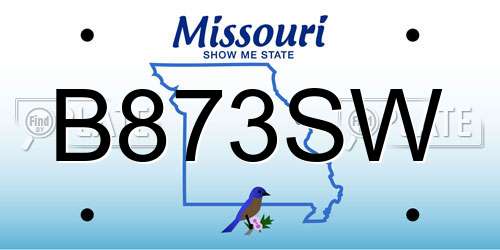 B873SW Missouri License Plate