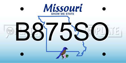 B875SO Missouri License Plate