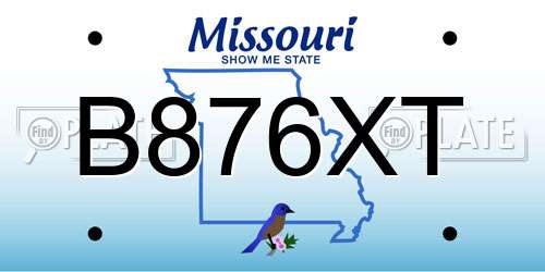 B876XT Missouri License Plate