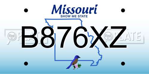 B876XZ Missouri License Plate