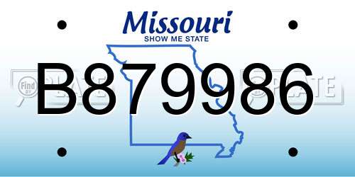 B879986 Missouri License Plate