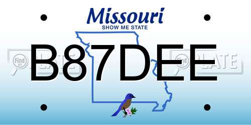 B87DEE Missouri License Plate
