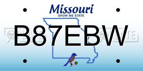 B87EBW Missouri License Plate
