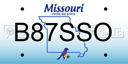 B87SSO Missouri License Plate