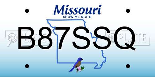 B87SSQ Missouri License Plate