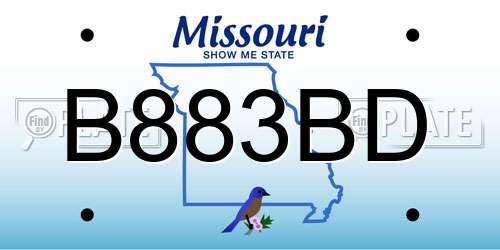 B883BD Missouri License Plate
