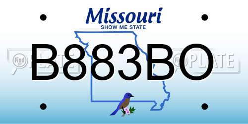 B883BO Missouri License Plate